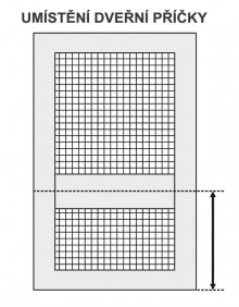 Umístění dveřní příčky - měříme od spodního okraje dveří na střed příčky